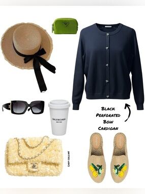 SOLD OUT- Black Bow Sweater With Rhinestone Buttons